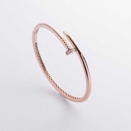 Золотой браслет "Гвоздь" с фианитами б05819