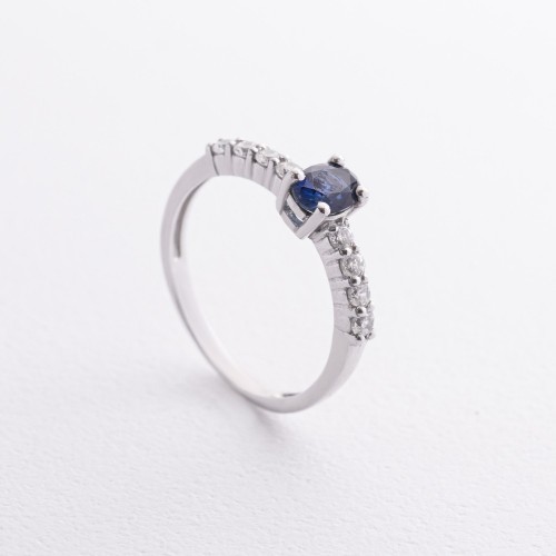 Серебряное кольцо с сапфиром и фианитами 1845/1p-HSPH