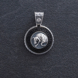 Срібний кулон "Знак зодіаку Тілець" з ебеном 1041телець