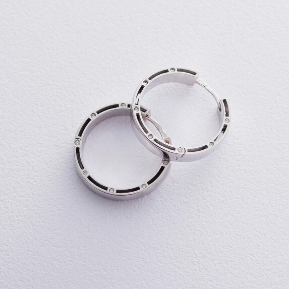 Золотые серьги-кольца с фианитами, диаметр: 22 мм с05020