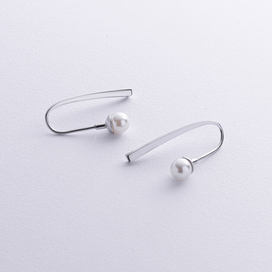 Срібні сережки з перлами 122351