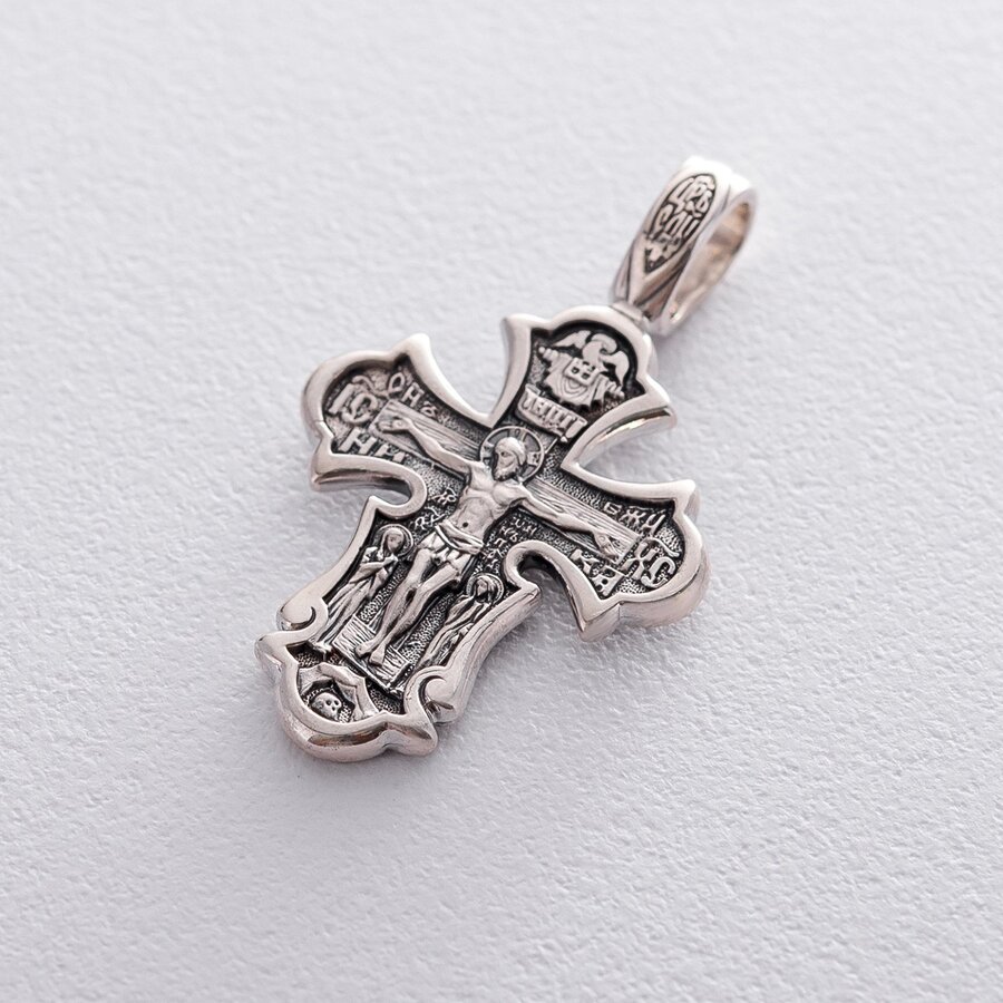 Серебряный православный крест (чернение) 132702