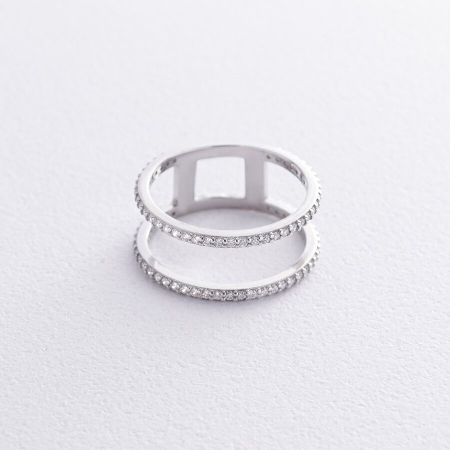 Двойное серебряное кольцо с фианитами OR106010