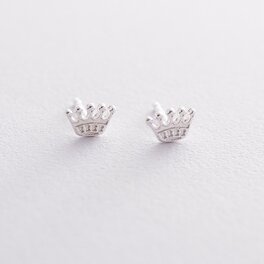 Срібні сережки-пусети "Корона" 121888