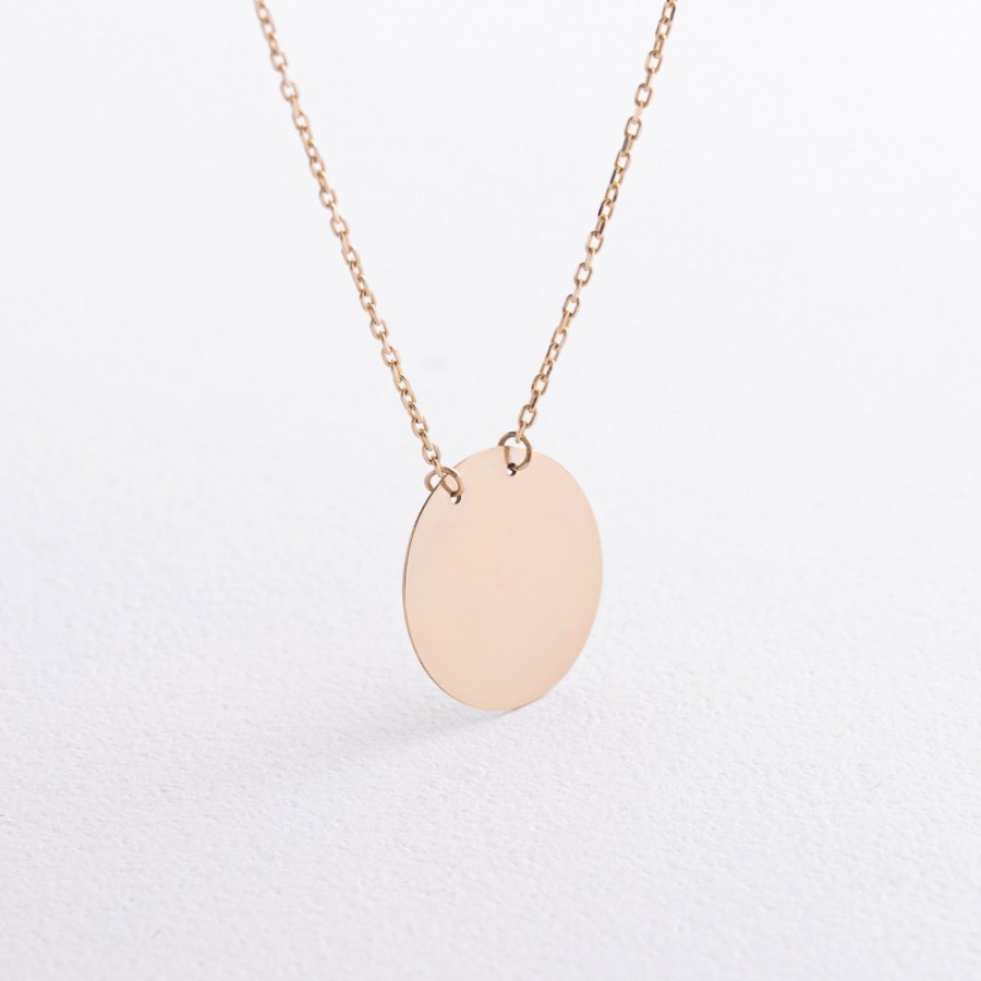 Колье "Монетка" в желтом золоте (возможна гравировка) кол02458