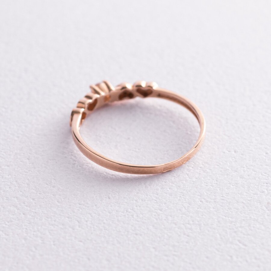 Золотое кольцо "Сердца" с фианитом к04993