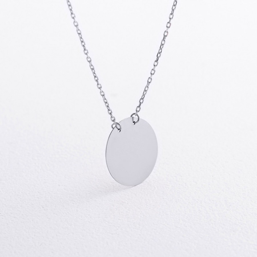 Колье "Монетка" в белом золоте (возможна гравировка) кол02460