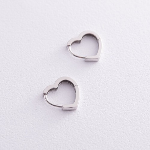 Серьги "Сердечки" в серебре 123289