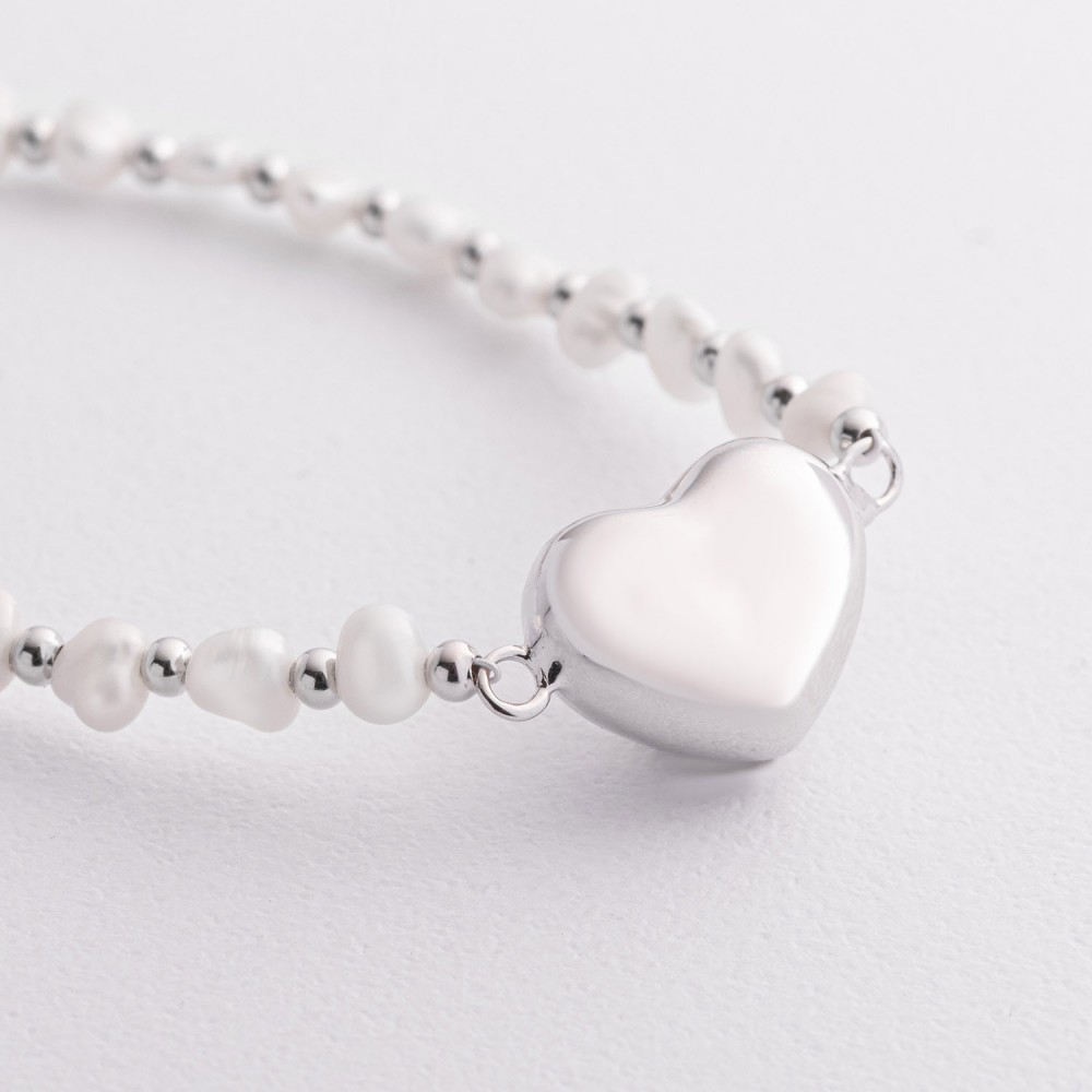 Срібний браслет "Сердечко" (перли) 141868 Срібний браслет "Сердечко" (перли) 141868