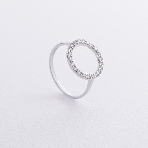 Кольцо "Круговорот" в белом золоте (фианиты) к08151