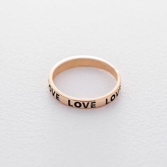 Золотое кольцо "Love" (чернение) к06185