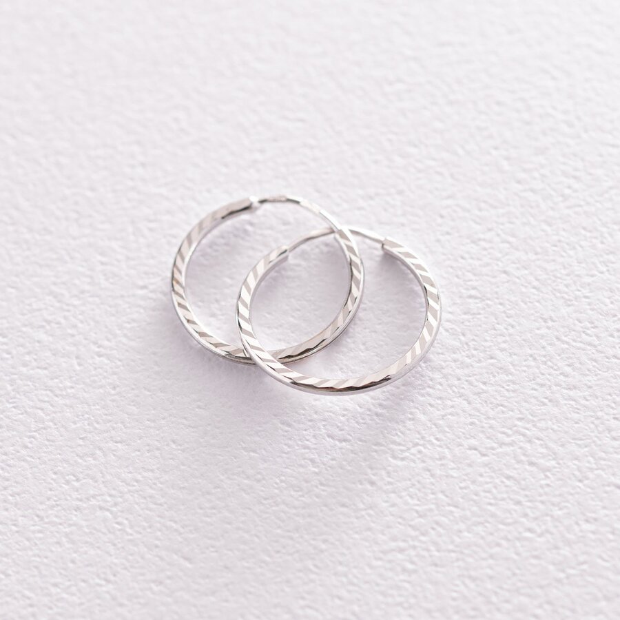 Серьги - кольца в белом золоте (1.5 см) с07152