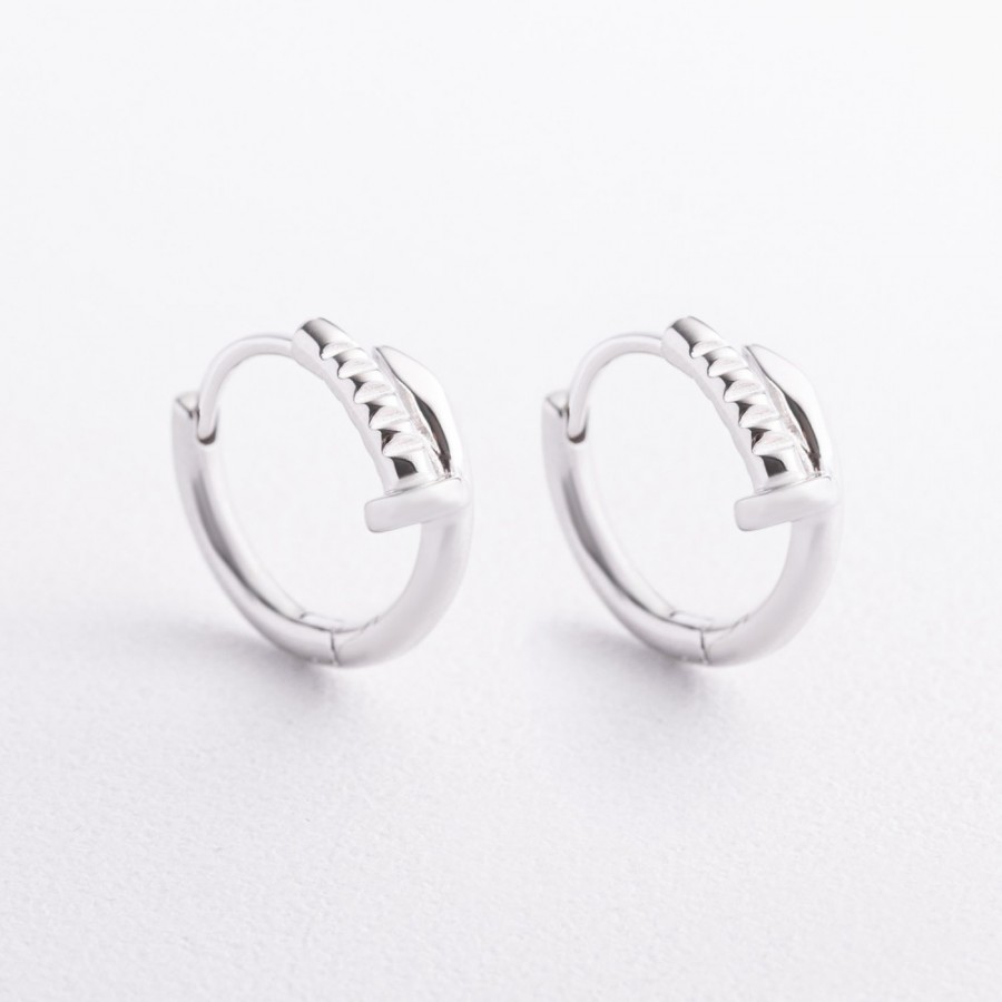 Серебряные серьги - кольца "Гвоздь" 123546