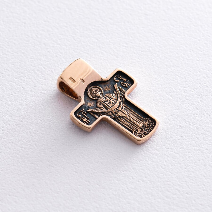 Золотой православный крест с чернением п02573