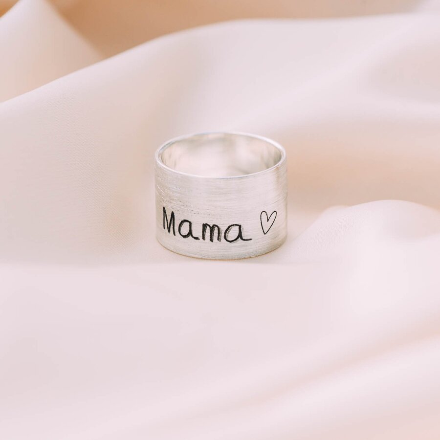 Серебряное кольцо "Мама - почерком Вашего ребенка" 112143мама