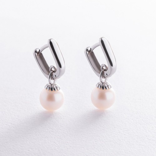 Золотые серьги с жемчугом с05836