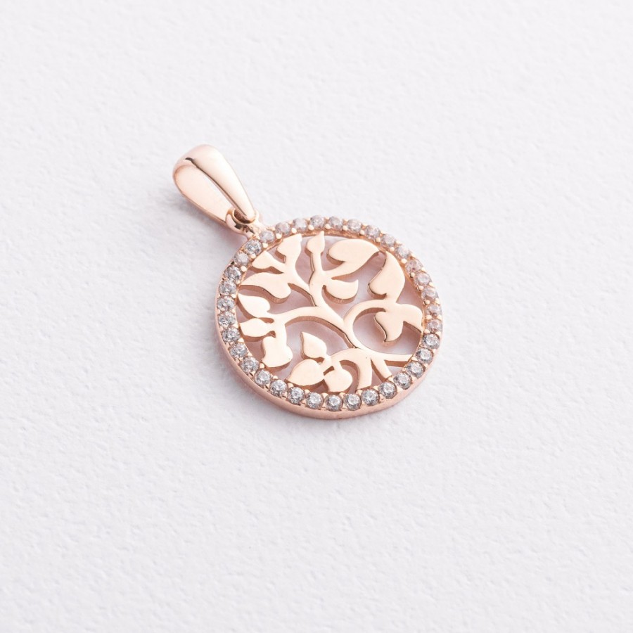 Золотий кулон "Древо життя" з фіанітами п04104