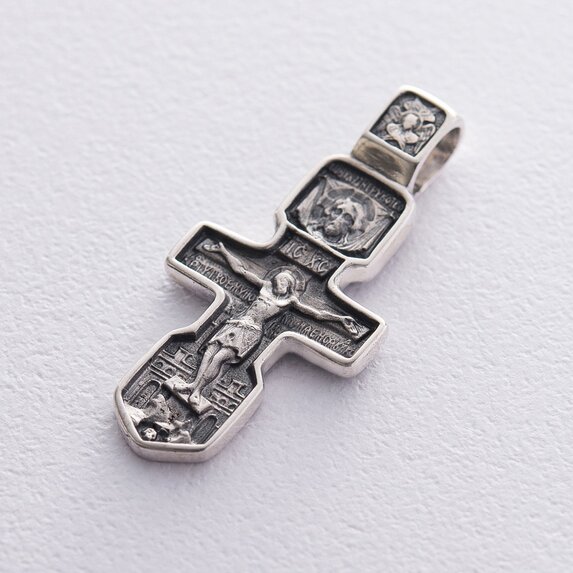 Серебряный православный крест с молитвой 131724