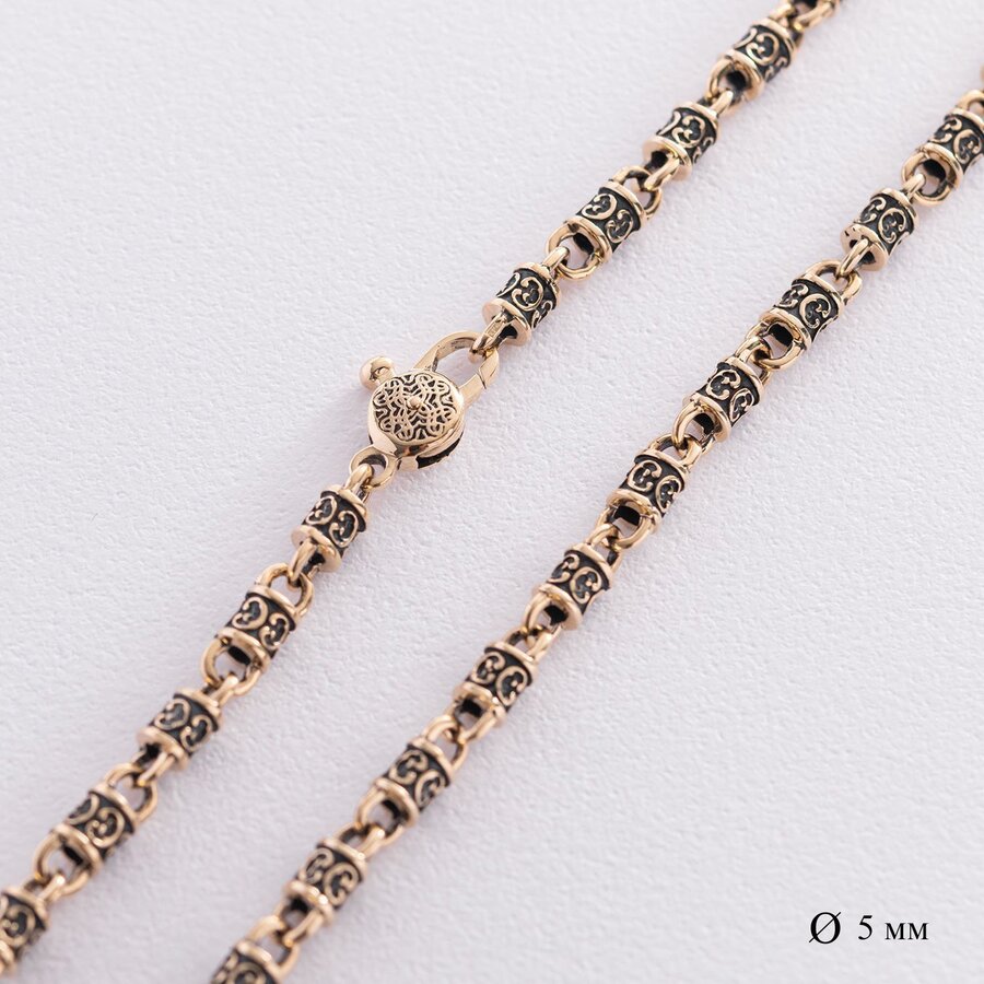 Золотая цепочка "Фантазийное плетение" с чернением (5мм) ц00423