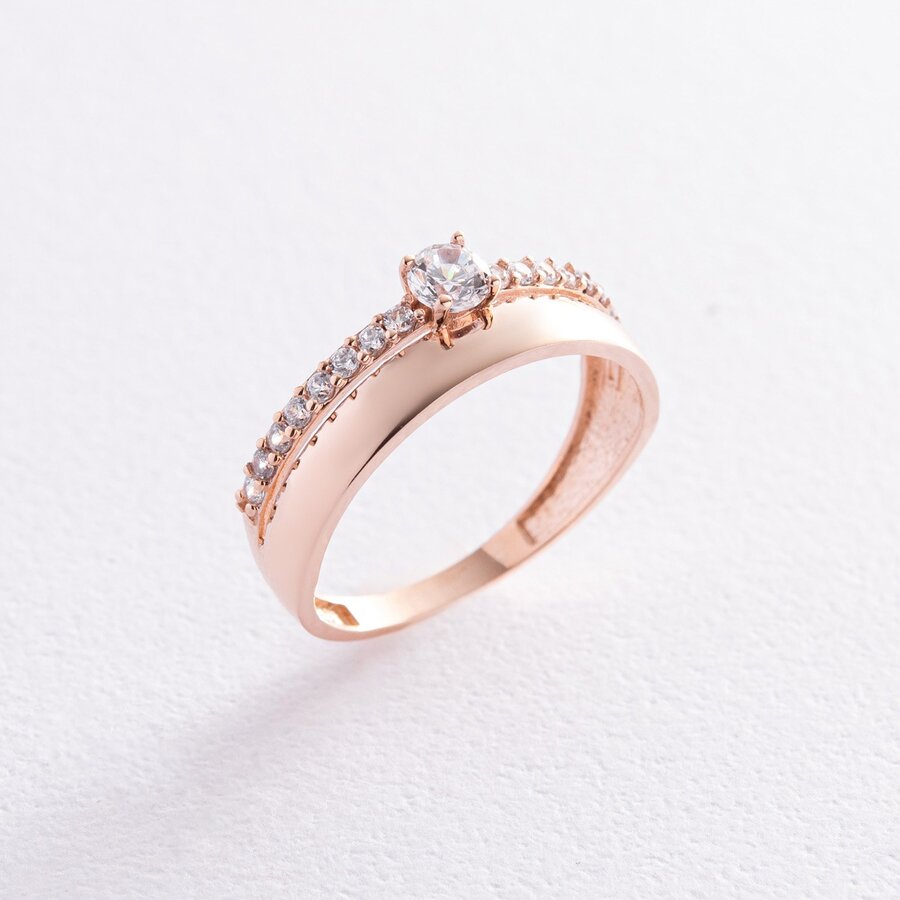 Золотое помолвочное кольцо с фианитами к07019