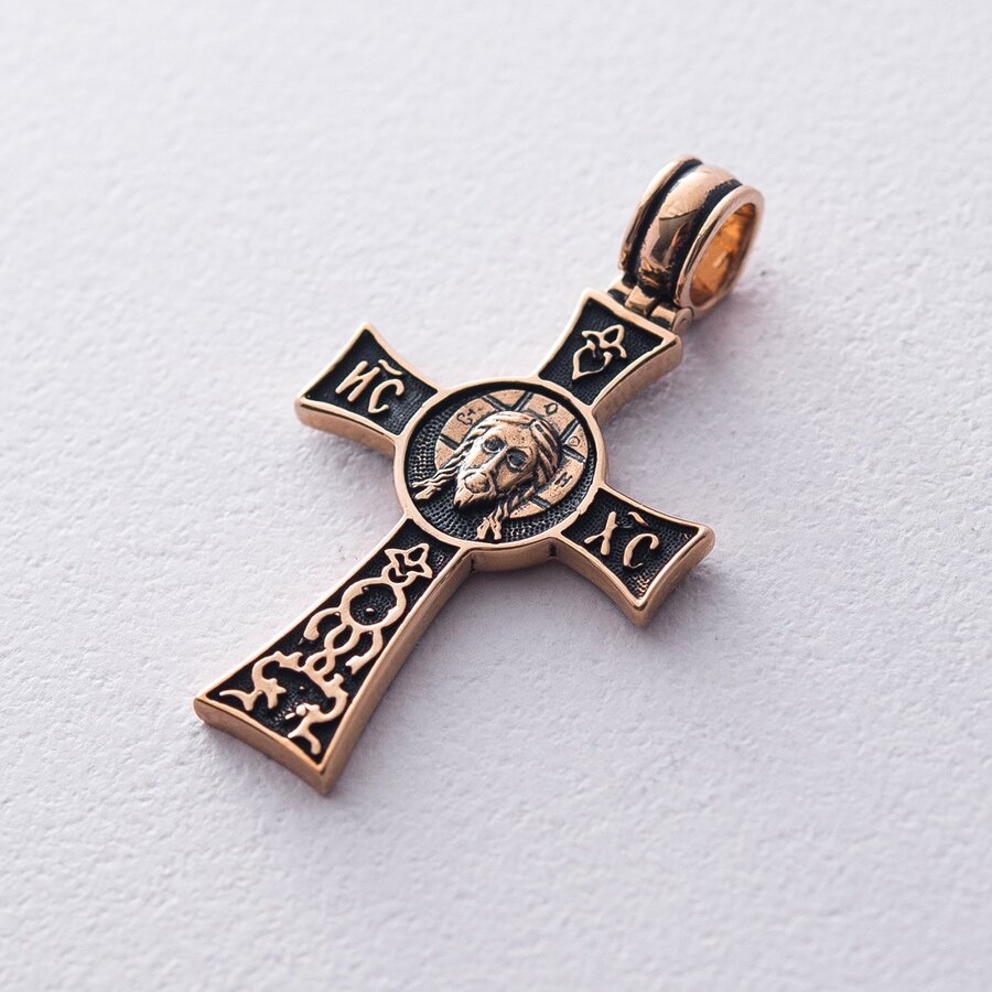 Золотой православный крестик "Спаси и Сохрани" п02417