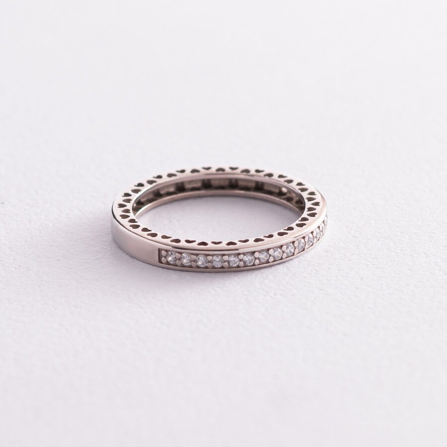 Серебряное кольцо "Сердечки " с фианитами 3936