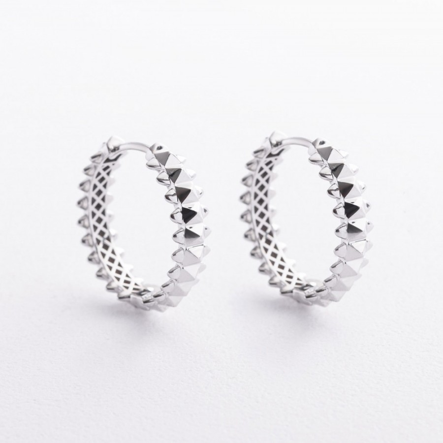 Серьги - кольца в белом золоте с09331