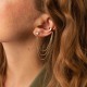 Серьга - каффа "Тринити" в желтом золоте с цепочками (фианит) с08041