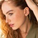 Серьга - каффа "Тринити" в желтом золоте с цепочками (фианит) с08041