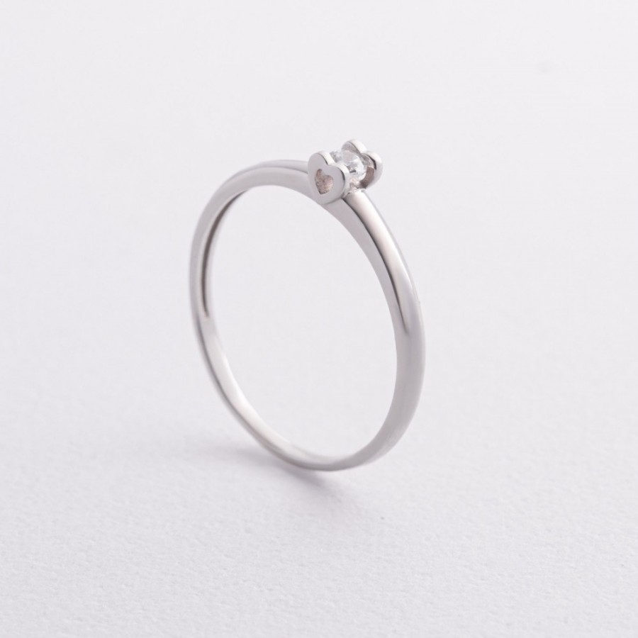 Срібна каблучка "Сердечко" з фіанітом 1612