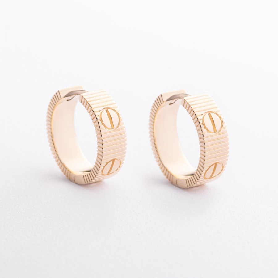 Серьги - кольца "Love" (желтое золото) с09664