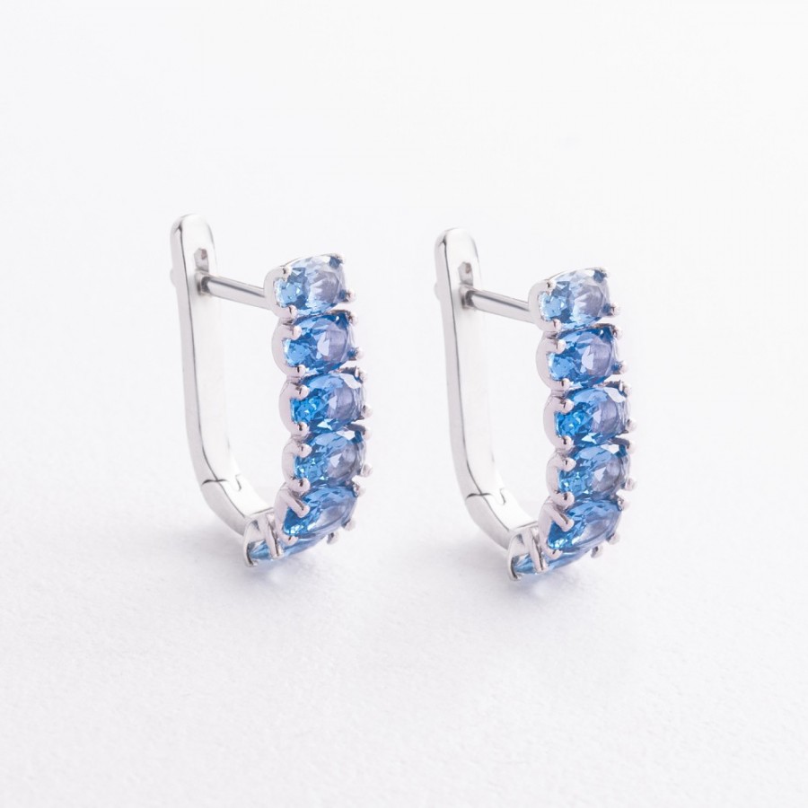 Серебряные серьги (кварц London Blue) 2483/1р-QLB