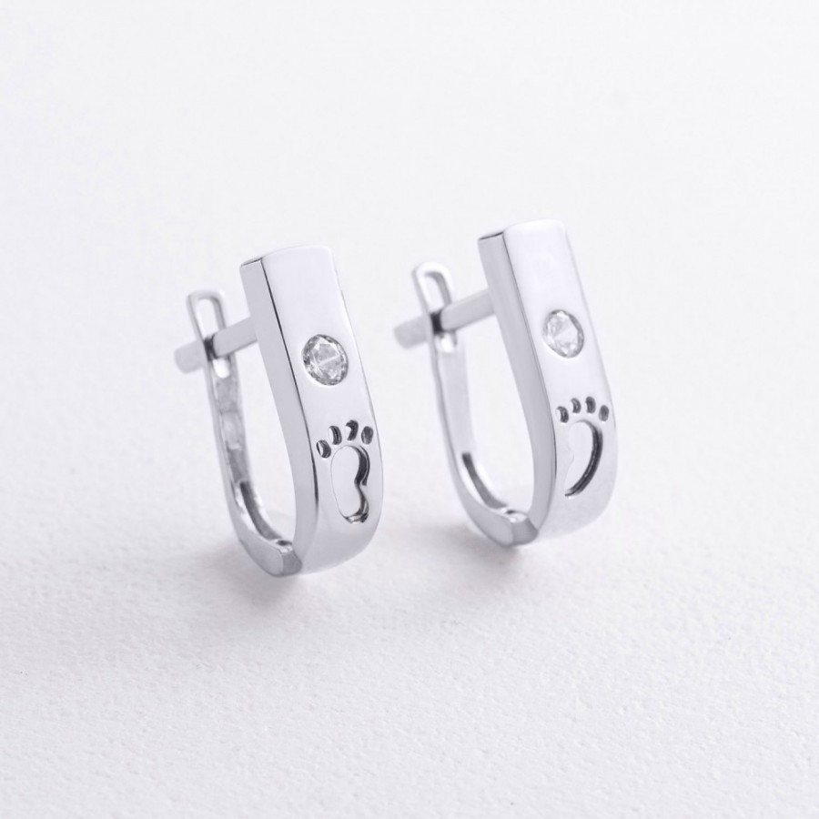 Золоті сережки "Ніжки немовляти" (фіаніти) с08647