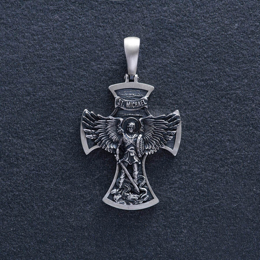 Серебряный крест "Архангел Михаил" 1193