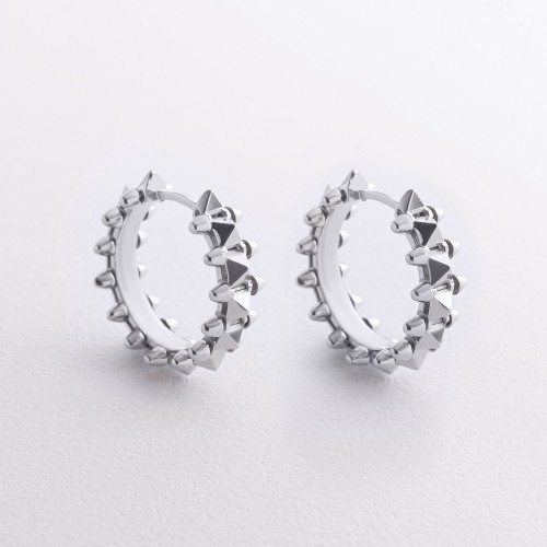 Серьги - кольца "Тереза" в белом золоте с09730