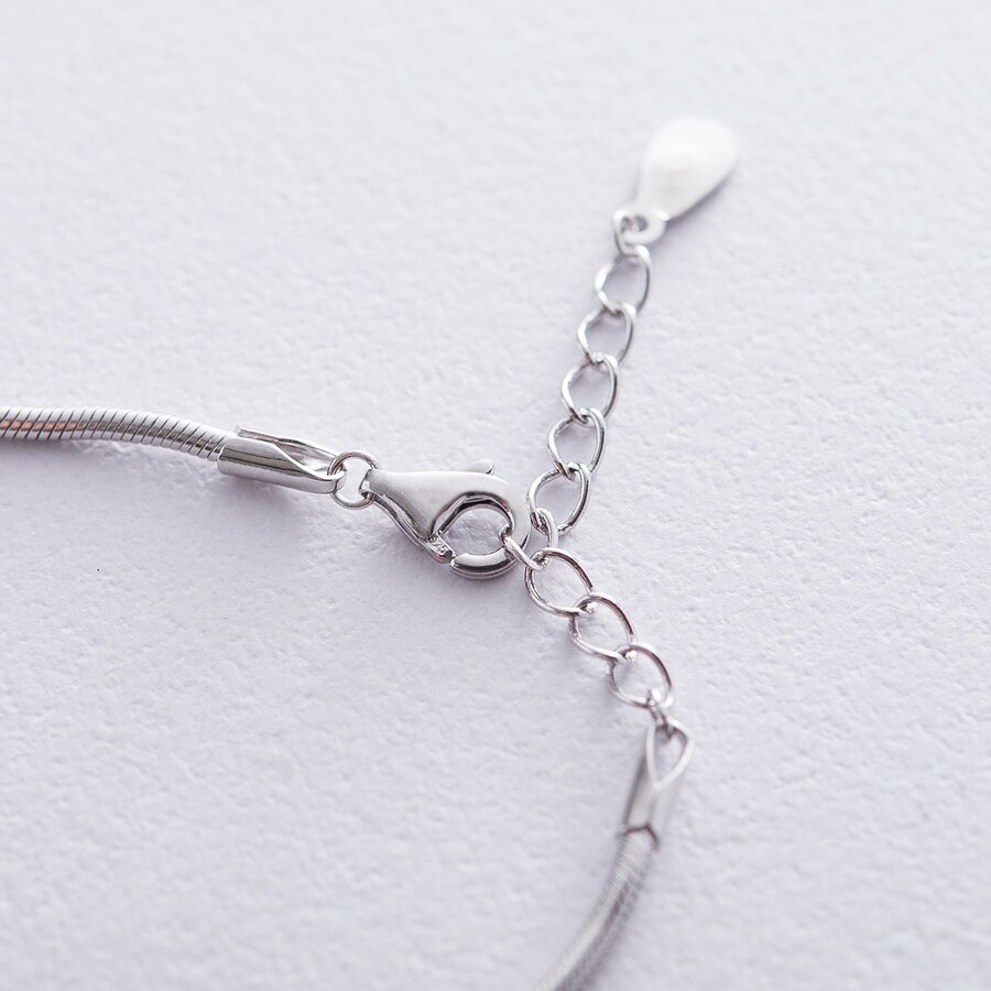Срібний браслет з сердечком (емаль) 141247