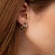 Золотые серьги с черными фианитами с07901