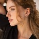 Золотые серьги - пусеты "Сердечки" с фианитами с08438