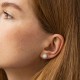 Золотые серьги-пусеты "Сияние" (синт. опал, фианиты) 9 мм с07440