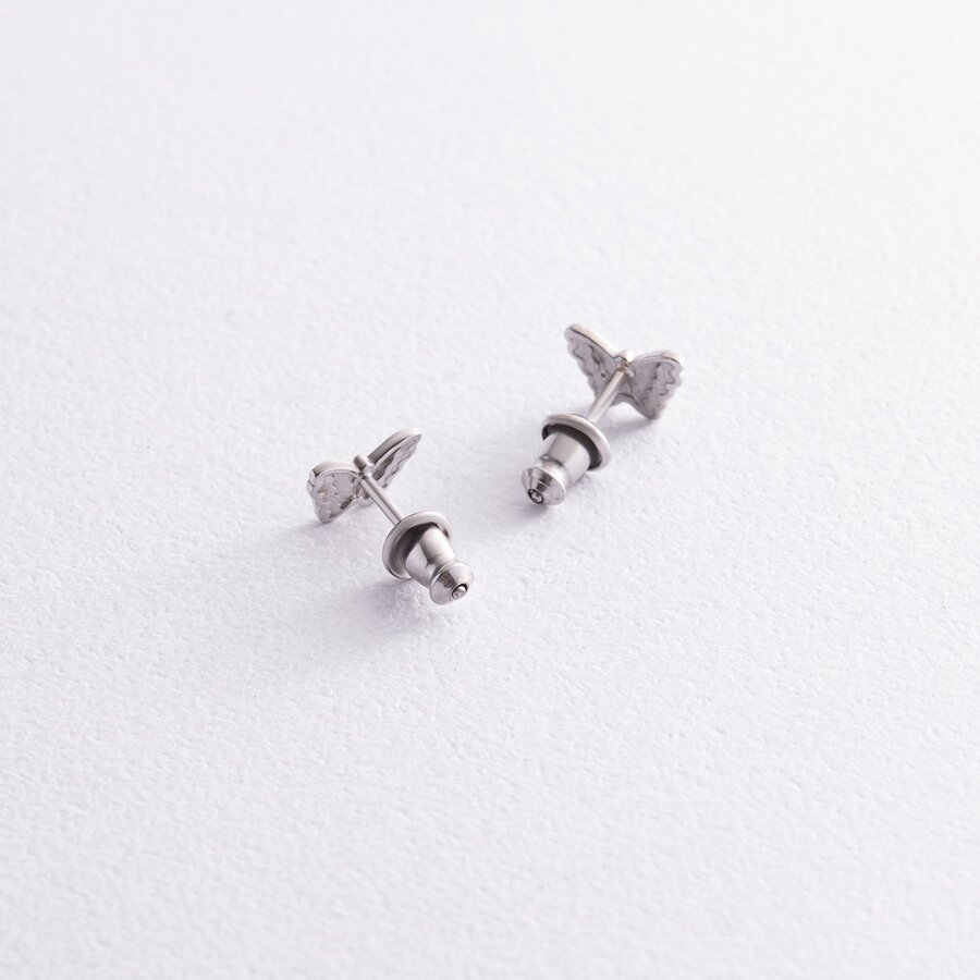 Дитячі сережки - пусети "Метелики" у сріблі (емаль) 768