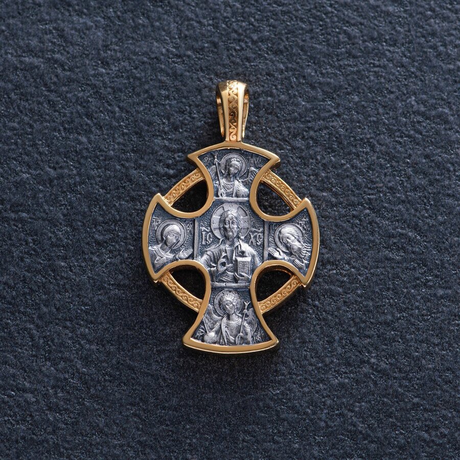 Серебряный православный крест (позолото, чернение) 133211