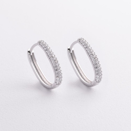 Золоті сережки "Овальні" з фіанітами с09505