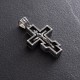 Мужской православный крест "Розп'яття. Спаси и Сохрани" (на укр. языке) из эбенового дерева и серебра 1329