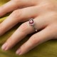 Серебряное кольцо "Сердечко" с рубином и фианитами 1857/1p-HRUB