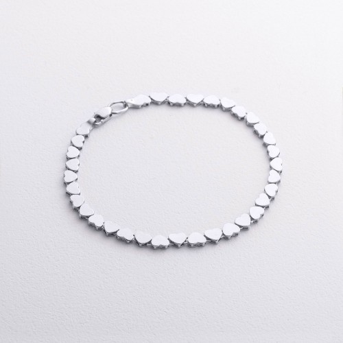 Браслет "Сердечки" у білому золоті б05784