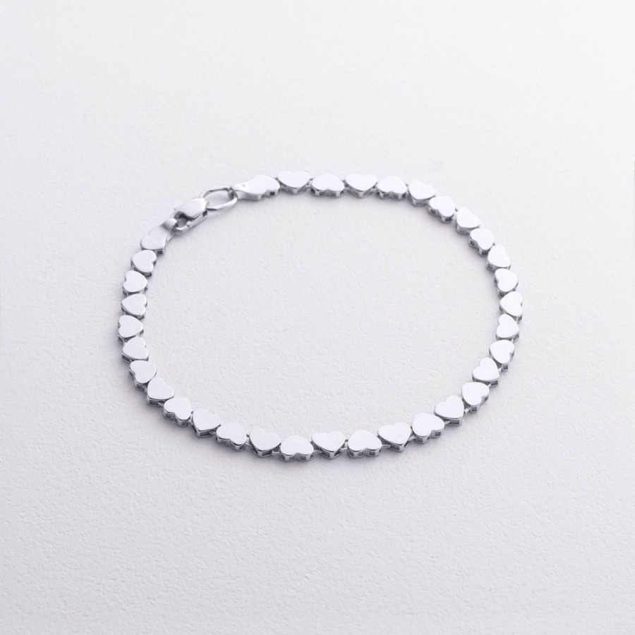 Браслет "Сердечки" в белом золоте б05784