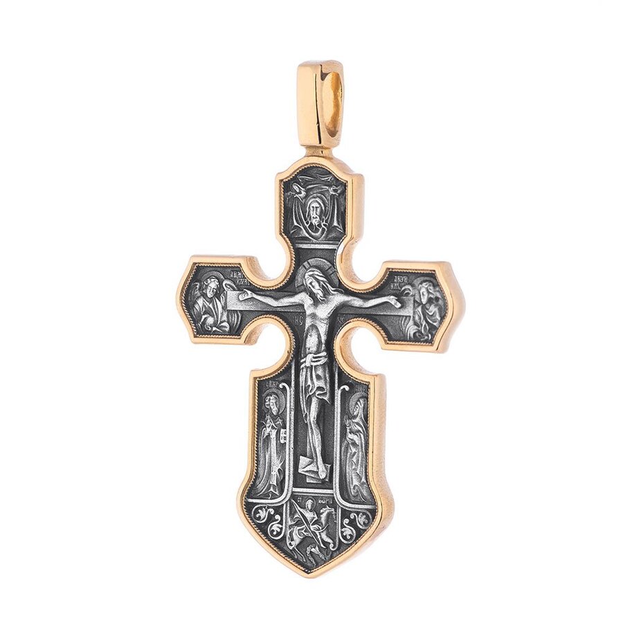 Православний хрест "Розп'яття. Казанська ікона Божої Матері з майбутніми святими" 131464