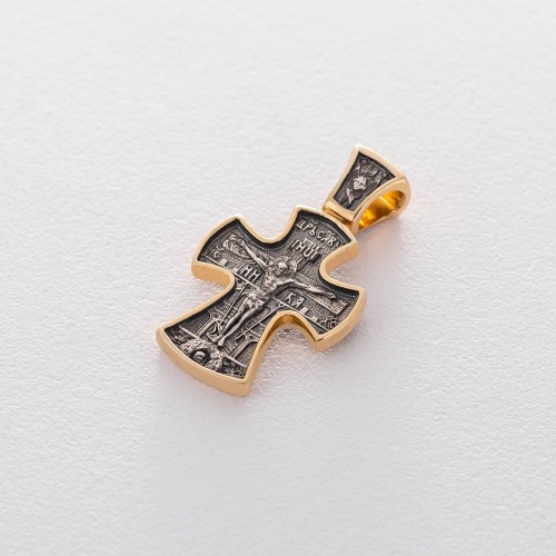 Срібний православний хрест з позолотою 132507