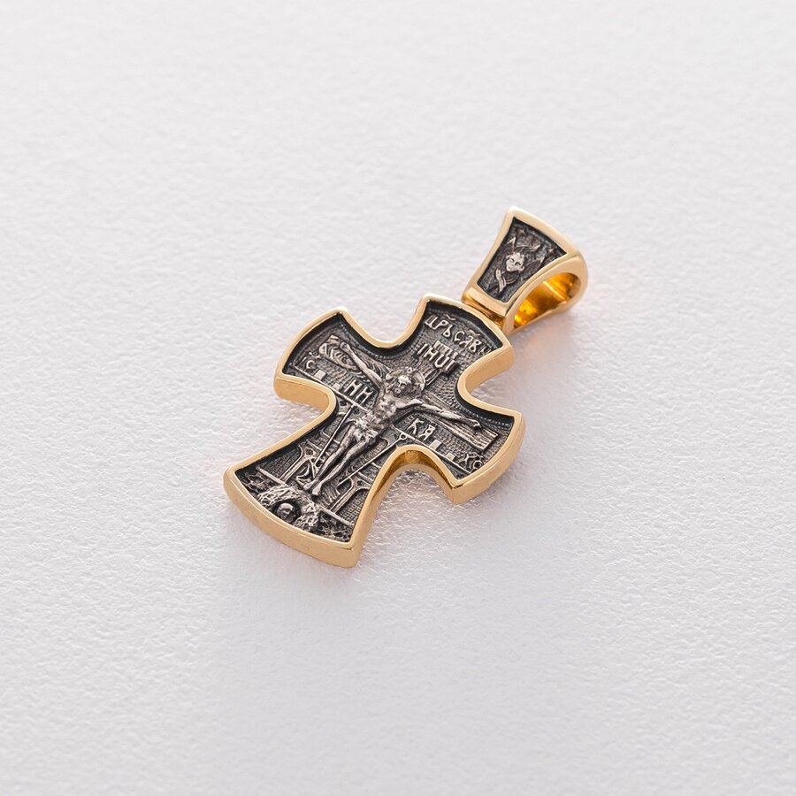 Серебряный православный крест с позолотой 132507