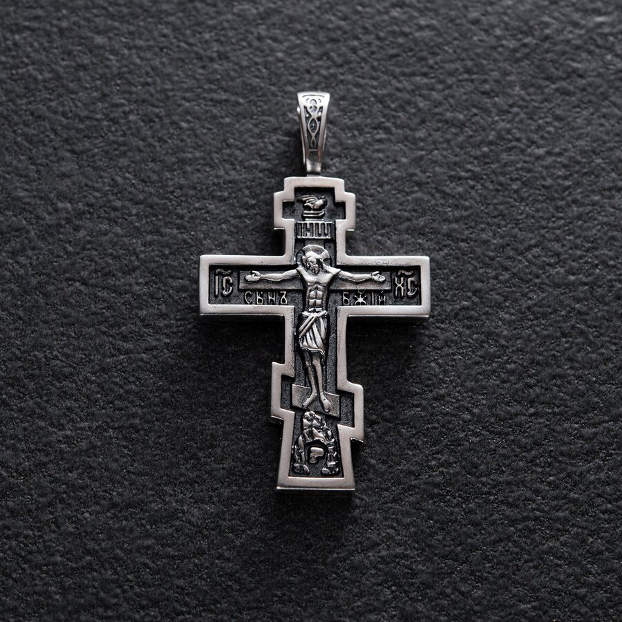 Серебряный православный крест (чернение) 132709